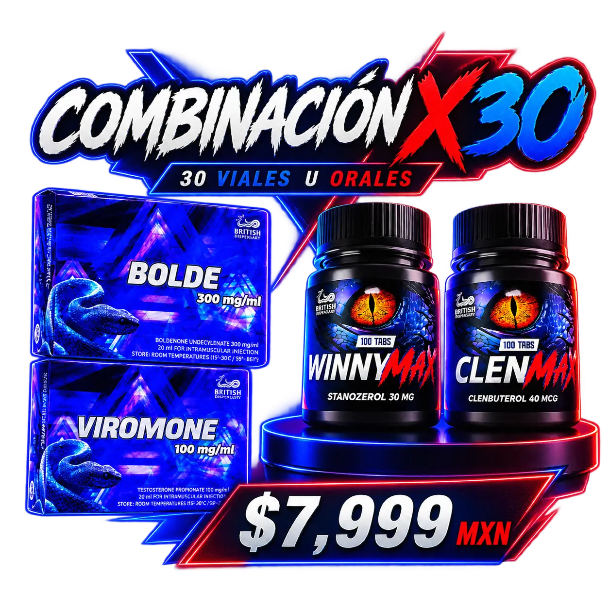 30 viales u orales combinados